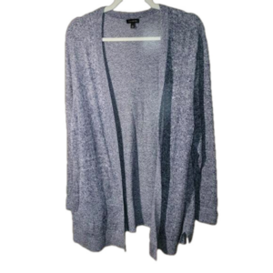 Talbots XL open long cardigan heathered navy blue pocketed cotton rayoncashmere